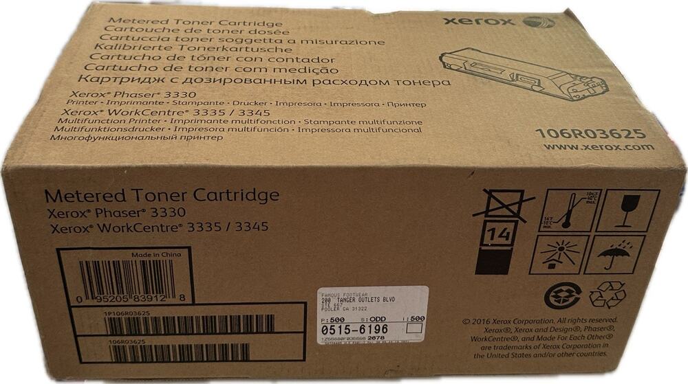 Xerox Phaser 3330 3335 3345 WorkCentre Metered Toner 106R03625 NEW IN BOX